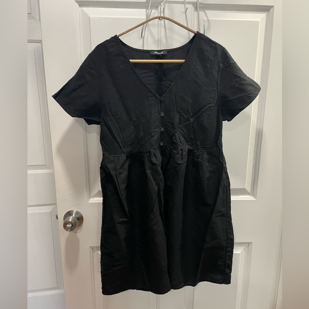 Madewell Black Short-Sleeve Mini Dress